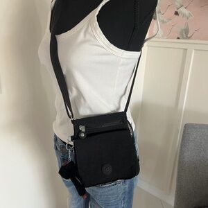 Kipling Eldorado Small Crossbody Travel Bag Black With Bag Charm Monkey